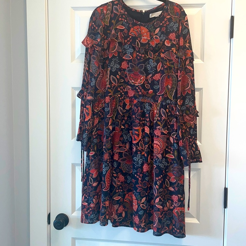 Loft long sleeve paisley chiffon flowy dress